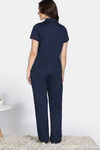 Zivame Cotton Tencel Pyjama Set - Medieval Blue — thumbnail 3